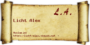 Licht Alex névjegykártya